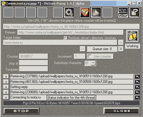 Picture Pump: busily pumping pictures to hard disk...